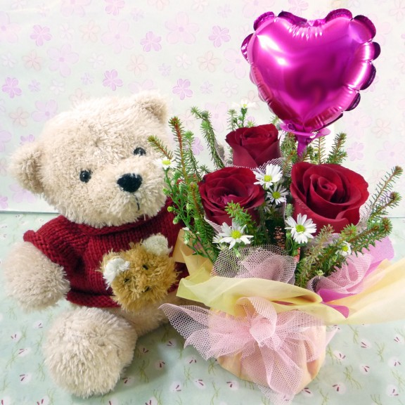 9 Inches Teddy Bear In Red Sweater and a Heart-Shaped Balloon…