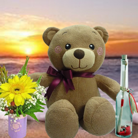 Message-in-Bottle/Bear/Flowers