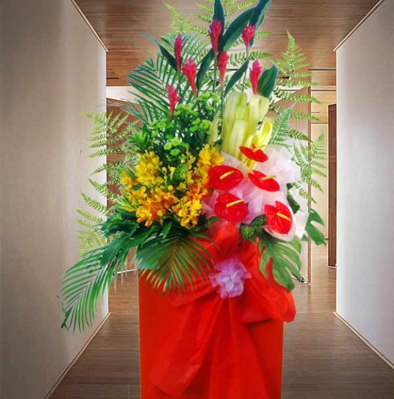 Anthurium & Orchids Opening Stand Arrangement