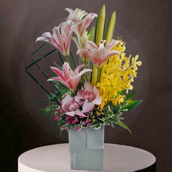 Orchids & Lilies Table Arrangement